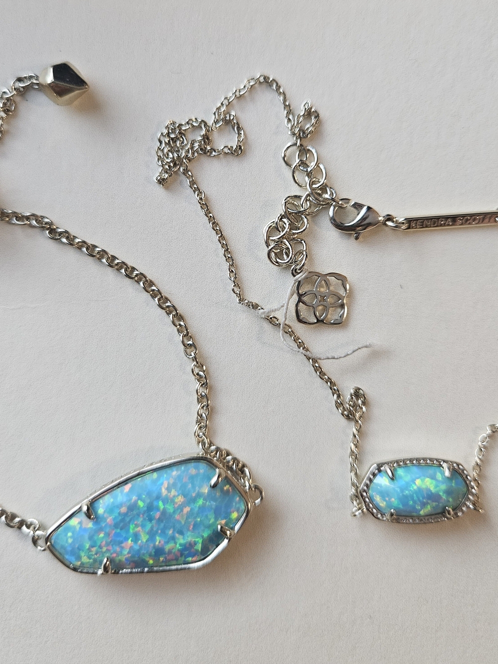 Kendra Scott Blue Opal Double Pendant Necklace And Bracelet Set - Silver